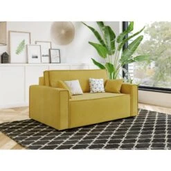 Canapé Droit MIRA Fixe Tissu Moutarde 2 Places -Mobilia Soldes canape droit marta fixe tissu moutarde 2 places 6