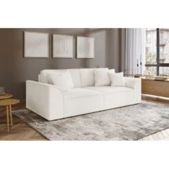 Canapé Droit MARTY Fixe Tissu Bouclette Blanc 3 Places -Mobilia Soldes canape droit marty fixe tissu bclette blanc 3 places 6