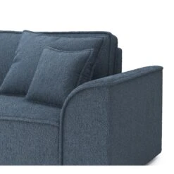 Canapé Droit MARTY Fixe Tissu Bouclette Bleu Gris 3 Places -Mobilia Soldes canape droit marty fixe tissu bclette bleu 3 places 4