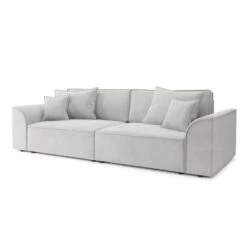 Canapé Droit MARTY Fixe Tissu Gris Clair 4 Places -Mobilia Soldes canape droit marty fixe tissu gris clair 4 places 2