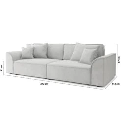 Canapé Droit MARTY Fixe Tissu Gris Clair 4 Places -Mobilia Soldes canape droit marty fixe tissu gris clair 4 places 7