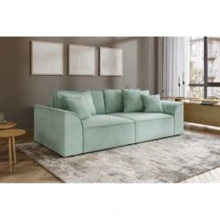 Canapé Droit MARTY Fixe Tissu Vert D'eau 3 Places 16 Canapé Droit MARTY Fixe Tissu Vert D'eau 3 Places -Mobilia Soldes canape droit marty fixe tissu vert 3 places 6