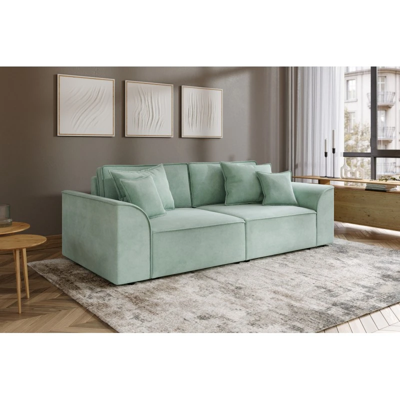Canapé Droit MARTY Fixe Tissu Vert D'eau 3 Places 9 Canapé Droit MARTY Fixe Tissu Vert D'eau 3 Places – Image 7