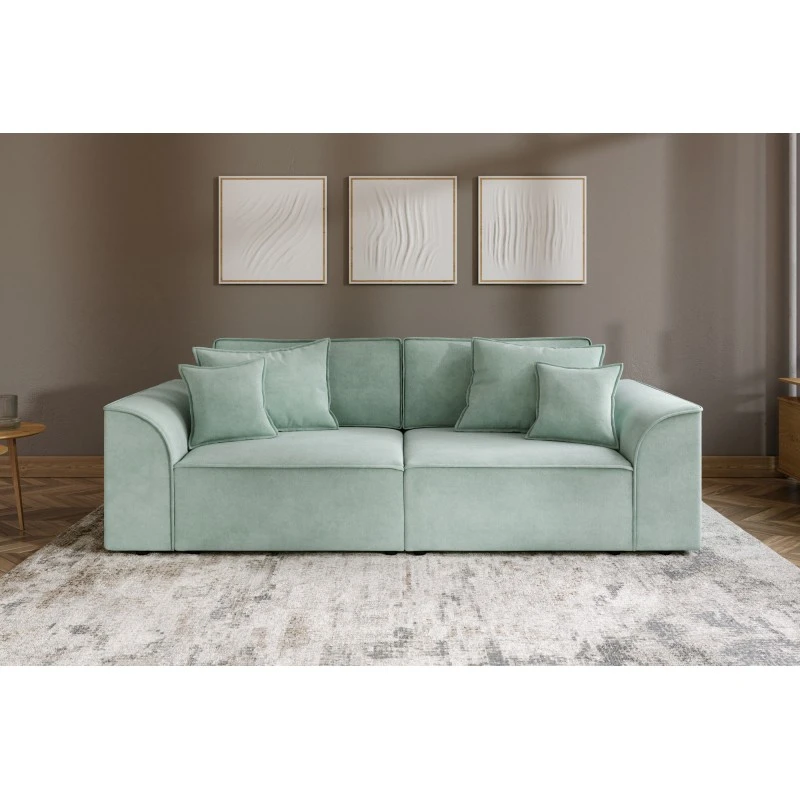 Canapé Droit MARTY Fixe Tissu Vert D'eau 3 Places 3 Canapé Droit MARTY Fixe Tissu Vert D'eau 3 Places
