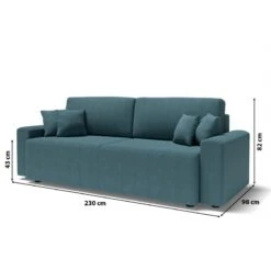 Canapé Droit MILO Convertible Tissu Bleu Paon 3 Places -Mobilia Soldes canape droit milo convertible tissu bleu paon 3 places 8