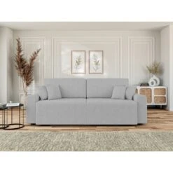 Canapé Droit MILO Convertible Tissu Gris 3 Places