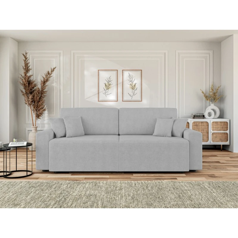 Canapé Droit MILO Convertible Tissu Gris 3 Places 3 Canapé Droit MILO Convertible Tissu Gris 3 Places