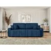 Canapé Droit MILO Convertible Velours Côtelé Bleu Cobalt 3 Places -Mobilia Soldes canape droit milo convertible velours cotele bleu cobalt 3 places
