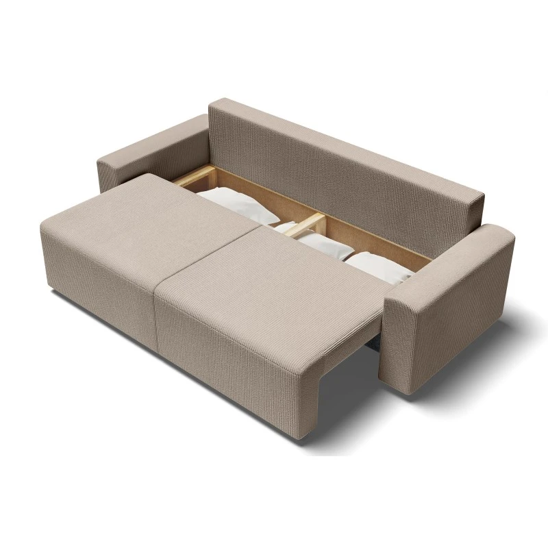 Canapé Droit MILO Convertible Velours Côtelé Grège 3 Places 7 Canapé Droit MILO Convertible Velours Côtelé Grège 3 Places – Image 5