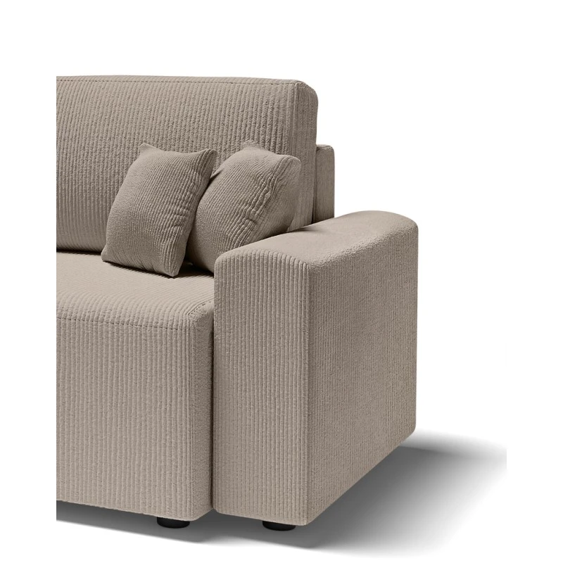 Canapé Droit MILO Convertible Velours Côtelé Grège 3 Places 9 Canapé Droit MILO Convertible Velours Côtelé Grège 3 Places – Image 7