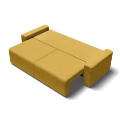 Canapé Droit MILO Convertible Velours Côtelé Jaune 3 Places -Mobilia Soldes canape droit milo convertible velours cotele jaune 3 places 3