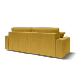 Canapé Droit MILO Convertible Velours Côtelé Jaune 3 Places -Mobilia Soldes canape droit milo convertible velours cotele jaune 3 places 5