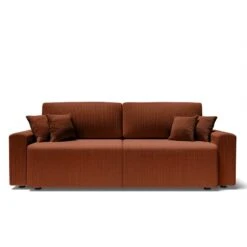 Canapé Droit MILO Convertible Velours Côtelé Terracotta 3 Places 13 Canapé Droit MILO Convertible Velours Côtelé Terracotta 3 Places -Mobilia Soldes canape droit milo convertible velours cotele terracotta 3 places 1