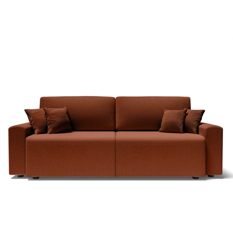 Canapé Droit MILO Convertible Velours Côtelé Terracotta 3 Places 4 Canapé Droit MILO Convertible Velours Côtelé Terracotta 3 Places – Image 2