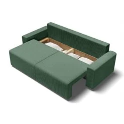 Canapé Droit MILO Convertible Velours Côtelé Vert 3 Places -Mobilia Soldes canape droit milo convertible velours cotele vert 3 places 4