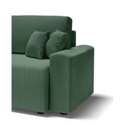 Canapé Droit MILO Convertible Velours Côtelé Vert 3 Places -Mobilia Soldes canape droit milo convertible velours cotele vert 3 places 6