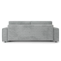 Canapé Droit MIRA Convertible Velours Côtelé Gris Clair -Mobilia Soldes canape droit mira convertible velours cotele gris clair 3pl 5