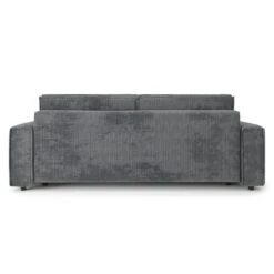 Canapé Droit MIRA Convertible Velours Côtelé Gris Souris -Mobilia Soldes canape droit mira convertible velours cotele gris souris 3pl 5