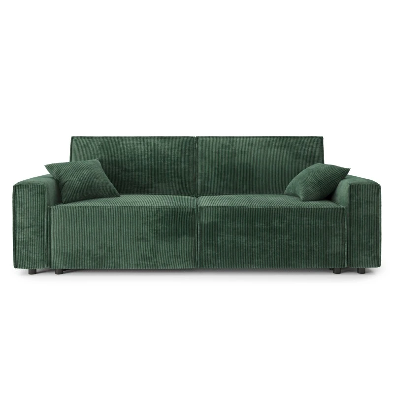 Canapé Droit MIRA Convertible Velours Côtelé Vert 3 Places 4 Canapé Droit MIRA Convertible Velours Côtelé Vert 3 Places – Image 2