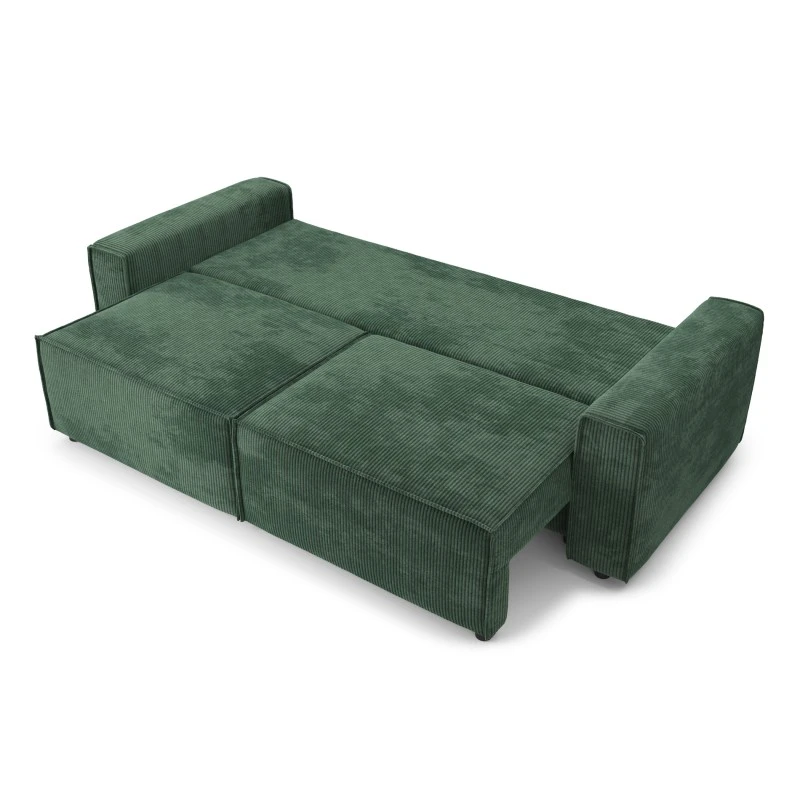 Canapé Droit MIRA Convertible Velours Côtelé Vert 3 Places 6 Canapé Droit MIRA Convertible Velours Côtelé Vert 3 Places – Image 4