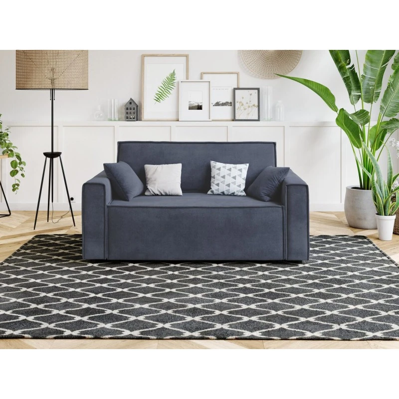 Canapé Droit MIRA Fixe Tissu Bleu Nuit 2 Places 3 Canapé Droit MIRA Fixe Tissu Bleu Nuit 2 Places