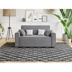 Canapé Droit MIRA Fixe Tissu Gris Souris 2 Places