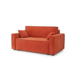 Canapé Droit MIRA Fixe Tissu Rouille 2 Places -Mobilia Soldes canape droit mira fixe tissu terracotta 2 places 2