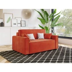 Canapé Droit MIRA Fixe Tissu Rouille 2 Places -Mobilia Soldes canape droit mira fixe tissu terracotta 2 places 6