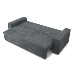 Canapé Droit MIRAGE Convertible Velours Gris Souris -Mobilia Soldes canape droit mirage convertible velours gris souris 3
