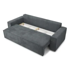 Canapé Droit MIRAGE Convertible Velours Gris Souris -Mobilia Soldes canape droit mirage convertible velours gris souris 4