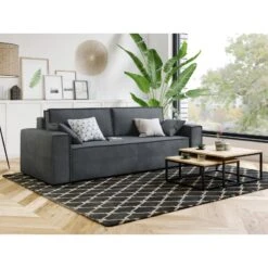 Canapé Droit MIRAGE Convertible Velours Gris Souris -Mobilia Soldes canape droit mirage convertible velours gris souris 6