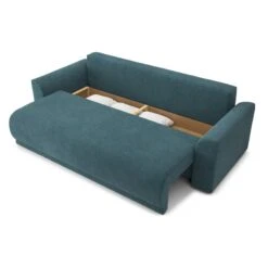 Canapé Droit NOVA Convertible Tissu Bleu Paon 3 Places -Mobilia Soldes canape droit nova convertible tissu bleu paon 3