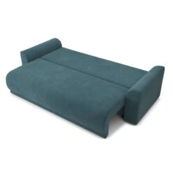 Canapé Droit NOVA Convertible Tissu Bleu Paon 3 Places -Mobilia Soldes canape droit nova convertible tissu bleu paon 4
