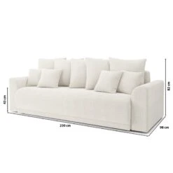 Canapé Droit NOVA Convertible Tissu Bouclette Blanc 3 Places -Mobilia Soldes canape droit nova convertible tissu bouclette blanc 8