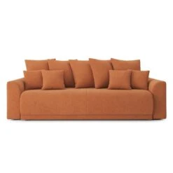 Canapé Droit NOVA Convertible Tissu Rouille 3 Places -Mobilia Soldes canape droit nova convertible tissu rouille 1