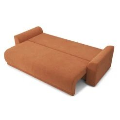 Canapé Droit NOVA Convertible Tissu Rouille 3 Places -Mobilia Soldes canape droit nova convertible tissu rouille 3