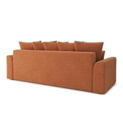 Canapé Droit NOVA Convertible Tissu Rouille 3 Places -Mobilia Soldes canape droit nova convertible tissu rouille 5