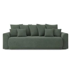 Canapé Droit NOVA Convertible Tissu Vert 3 Places -Mobilia Soldes canape droit nova convertible tissu vert 1