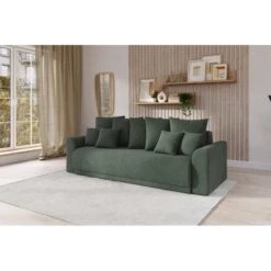 Canapé Droit NOVA Convertible Tissu Vert 3 Places -Mobilia Soldes canape droit nova convertible tissu vert 8