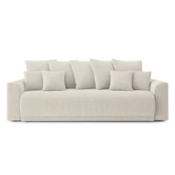 Canapé Droit NOVA Convertible Velours Cotêlé Beige 3 Places 13 Canapé Droit NOVA Convertible Velours Cotêlé Beige 3 Places -Mobilia Soldes canape droit nova convertible velours cotele beige 1