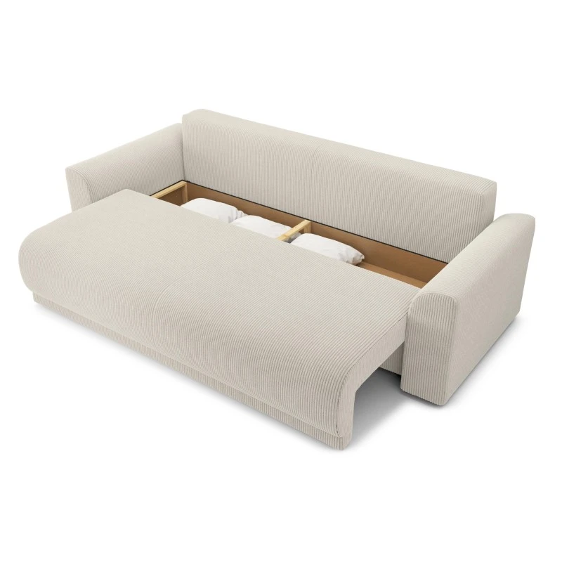 Canapé Droit NOVA Convertible Velours Cotêlé Beige 3 Places 7 Canapé Droit NOVA Convertible Velours Cotêlé Beige 3 Places – Image 5