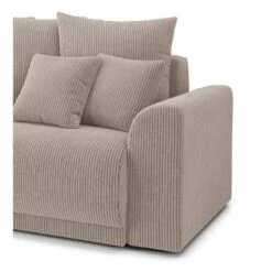 Canapé Droit NOVA Convertible Velours Cotêlé Grège 3 Places -Mobilia Soldes canape droit nova convertible velours cotele grege 6