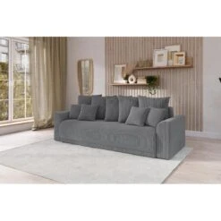 Canapé Droit NOVA Convertible Velours Cotêlé Gris Souris 3 Places -Mobilia Soldes canape droit nova convertible velours cotele gris souris 7