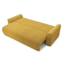 Canapé Droit NOVA Convertible Velours Cotêlé Jaune 3 Places -Mobilia Soldes canape droit nova convertible velours cotele jaune 3