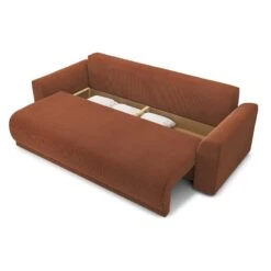 Canapé Droit NOVA Convertible Velours Cotêlé Terracotta 3 Places -Mobilia Soldes canape droit nova convertible velours cotele terracotta 4