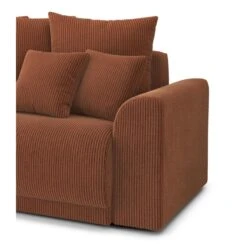 Canapé Droit NOVA Convertible Velours Cotêlé Terracotta 3 Places -Mobilia Soldes canape droit nova convertible velours cotele terracotta 6