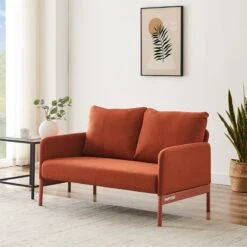 Canapé Droit PANTONE Fixe Tissu Terracotta 2 Places -Mobilia Soldes canape droit pantone fixe tissu rouge 2 places 6