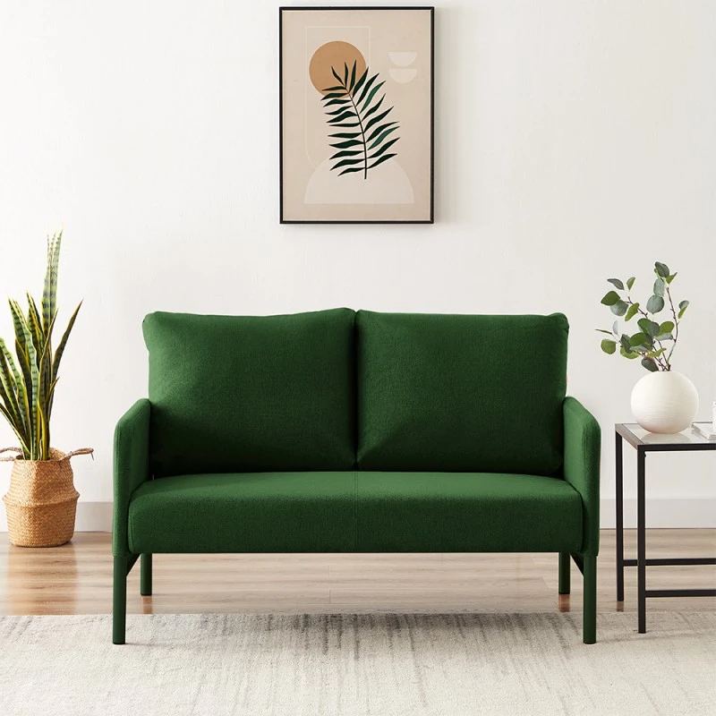 Canapé Droit PANTONE Fixe Tissu Vert Olive 2 Places 3 Canapé Droit PANTONE Fixe Tissu Vert Olive 2 Places