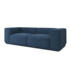 Canapé Droit SACHA Fixe Tissu Bleu 4 Places -Mobilia Soldes canape droit sacha fixe tissu bleu 4 places 2