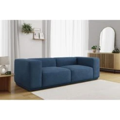 Canapé Droit SACHA Fixe Tissu Bleu 4 Places -Mobilia Soldes canape droit sacha fixe tissu bleu 4 places 5